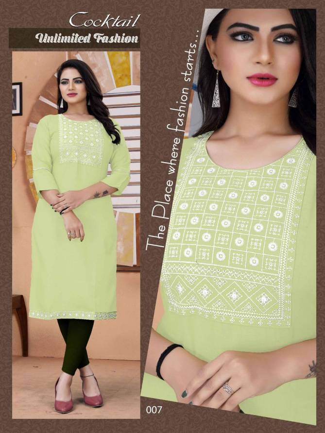 White Cocktail 2 Fancy Rayon Wholesale Kurti Collection
